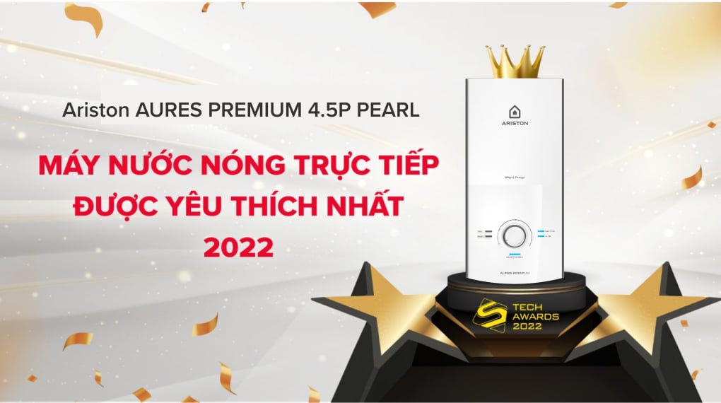 Máy nước nóng trực tiếp Ariston 4500W AURES PREMIUM 4.5P PEARL - ảnh 2
