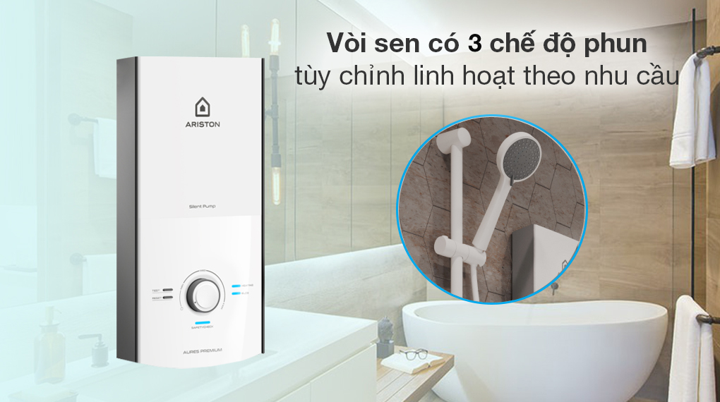 Máy nước nóng trực tiếp Ariston 4500W AURES PREMIUM 4.5P PEARL - hình 5